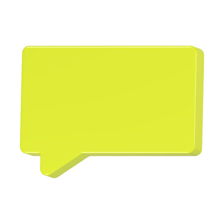 Yellow Speech Bubble on a white background. 3d Rendering.