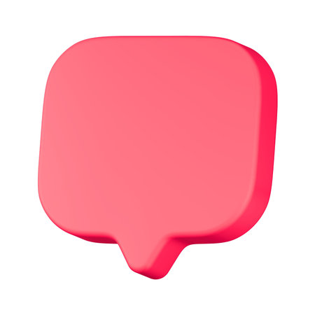 Pink Speech Bubble Isolated on White Background. 3D Rendering