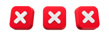 Red X and X buttons isolated on white background.