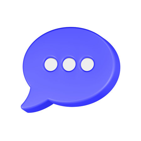 Blue Speech Bubble Icon Isolated on White Background. 3D Illustration.