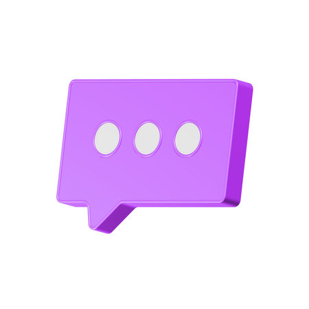 3d purple speech bubble icon isolated on white background. 3d rendering.