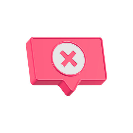 Speech bubble with delete icon on white background.