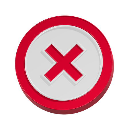 Red button with a cross on a white background.