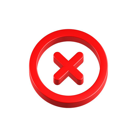 Cancel icon in 3d isometric style on a white background