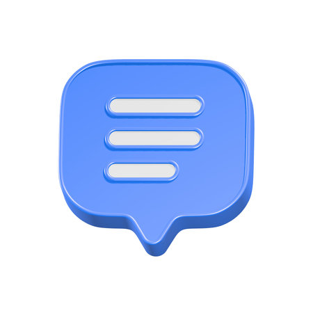 Speech bubble icon isolated on white background. 3D rendering.