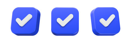 3d blue check mark icons on a white background.