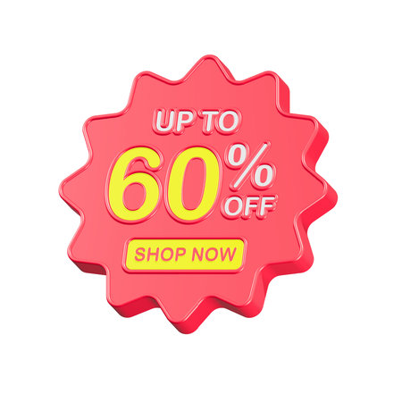 Discount 60 percent off sticker.illustration on white background.