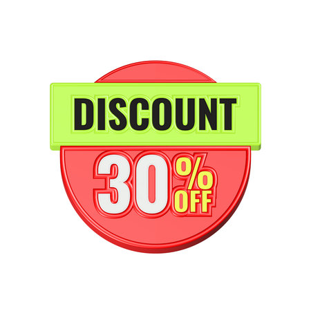 Discount 30 percent off label on white background.
