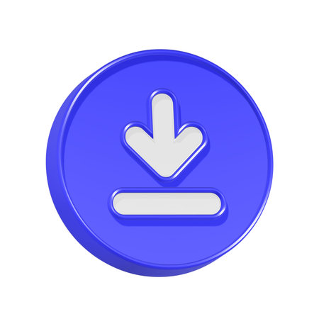 Download icon on a white background. 3d rendering, 3d illustration.