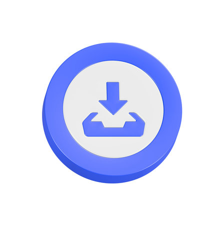 Illustration of an isolated button with a download sign on a white background