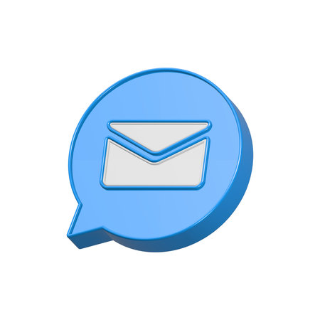 Envelope in speech bubble icon. 3d illustration. Blue color.
