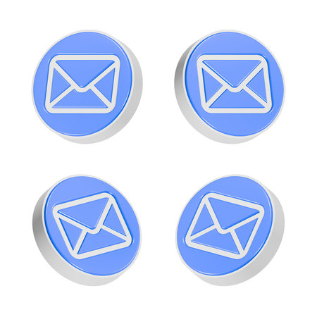 Set of blue mail icons on a white background.
