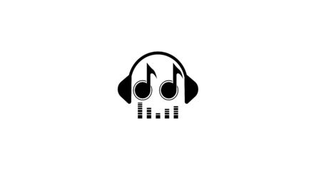 music logos with tones, headsets and equalizers form people's silhouettesのイラスト素材