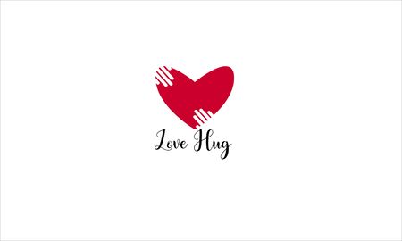 heart with hand. silhouette  embraces the heartのイラスト素材