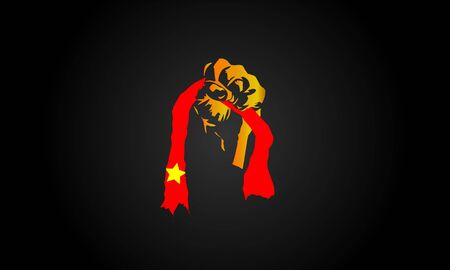 Vietnam Flag Holding In Hand Man Stock Illustrationのイラスト素材