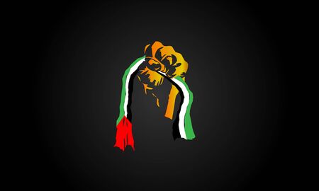 Palestine Flag Holding In Hand Man Stock Illustrationのイラスト素材