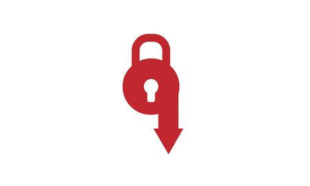 Lockdown logo icon. Corporate identity design element. Technology, Network safety, bank protection logotype idea. Connect, integrate, circle lock, globe concept. Color Vector icon.のイラスト素材
