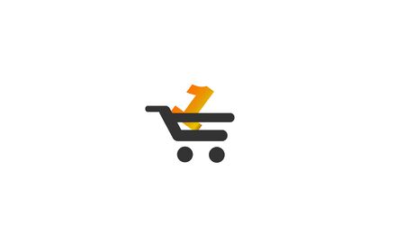 Shopping cart Logo no 1 design vector template concept icon. Logotype for online store, mall, saleのイラスト素材