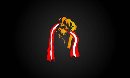 austria Flag Holding In Hand Man Stock Illustrationのイラスト素材