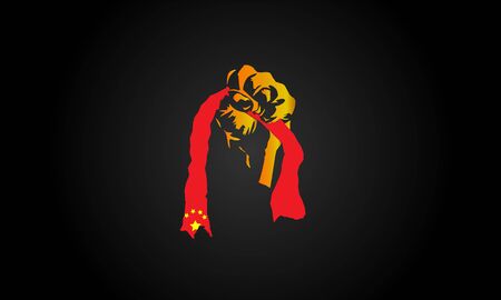 China Flag Holding In Hand Man Stock Illustrationのイラスト素材