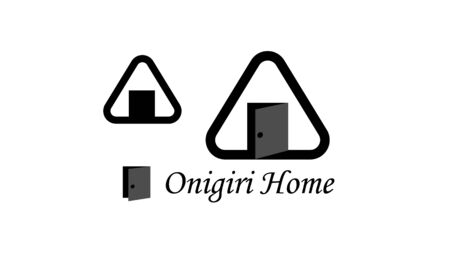 a combination of onigiri and door, forming an onigiri house.のイラスト素材