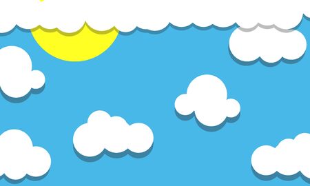 flat white clouds on blue sky vector.のイラスト素材