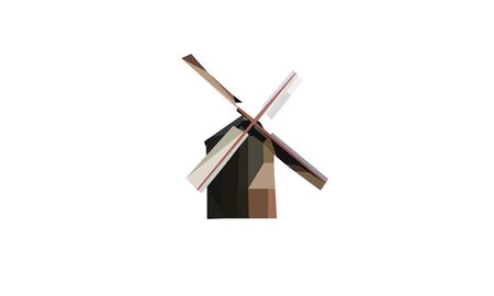 windmill polygonal vector illustration. Low poly concept.のイラスト素材