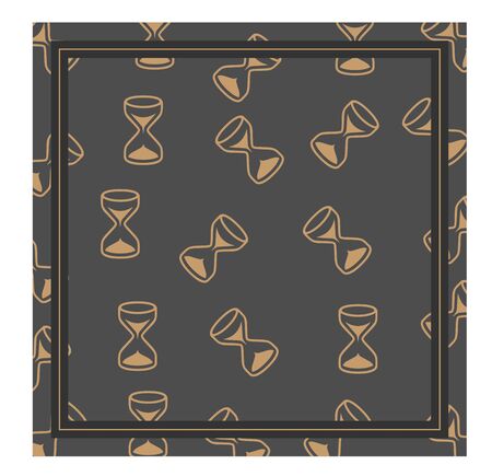 Hourglass clock wait seamless background. Vector illustration.  Silk scarf pattern vector design inspirationのイラスト素材