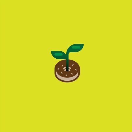 combination of trees and donuts, forming a vegetable donut logo, nature donutsのイラスト素材