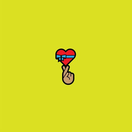 love hand logo, a combination of love hand gestures and love chocolate. vectorのイラスト素材