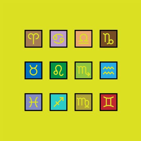 zodiac icon with color and box frame. vector illustrationのイラスト素材