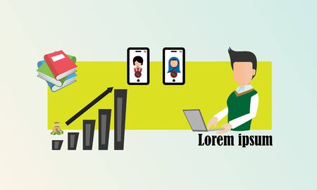 illustration of working at home. work from home illustrationのイラスト素材