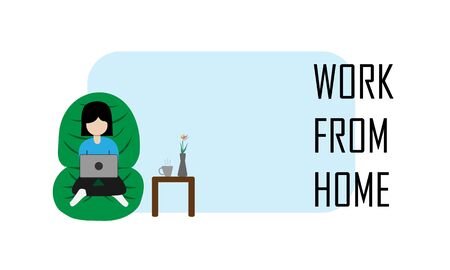 illustration of working at home. work from home illustrationのイラスト素材