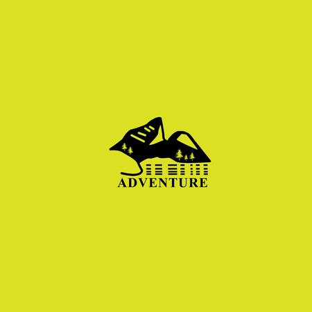 Mountains logo emblem vector illustration. Outdoor adventure expedition, mountains silhouette shirt, print stamp. Vintage typography.のイラスト素材