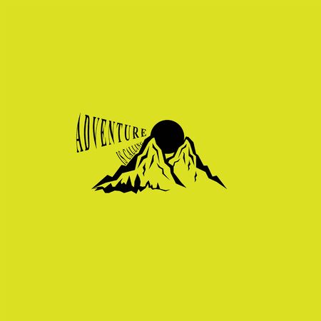 Mountains logo emblem vector illustration. Outdoor adventure expedition, mountains silhouette shirt, print stamp. Vintage typography.のイラスト素材