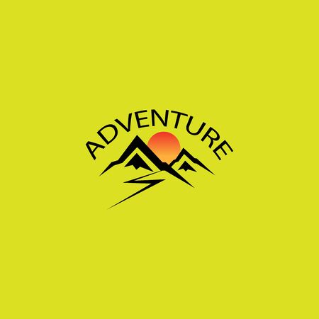 Mountains logo emblem vector illustration. Outdoor adventure expedition, mountains silhouette shirt, print stamp. Vintage typographyのイラスト素材