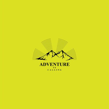 Mountains logo emblem vector illustration. Outdoor adventure expedition, mountains silhouette shirt, print stamp. Vintage typographyのイラスト素材