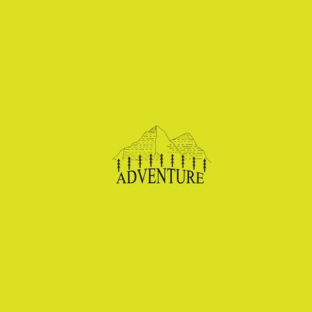 Mountains logo emblem vector illustration. Outdoor adventure expedition, mountains silhouette shirt, print stamp. Vintage typography.のイラスト素材