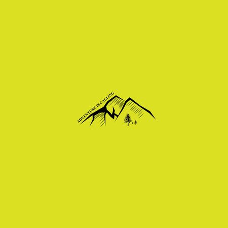 Mountains logo emblem vector illustration. Outdoor adventure expedition, mountains silhouette shirt, print stamp. Vintage typography.のイラスト素材