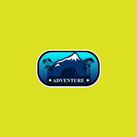 mountain travel emblems. Camping outdoor adventure emblems, badges and logo patches. Mountain tourism, hiking. Forest camp labels in vintage style.のイラスト素材