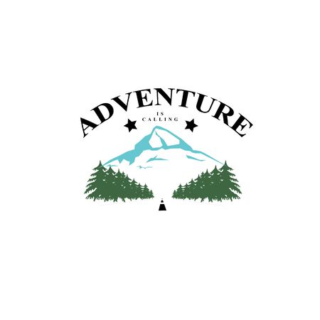 Mountains logo emblem vector illustration. Outdoor adventure expedition, mountains silhouette shirt, print stamp. Vintage typographyのイラスト素材