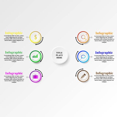 Business infographic template the concept is circle option step with full color icon can be used for diagram infograph chart business presentation or web , Vector design element illustrationのイラスト素材
