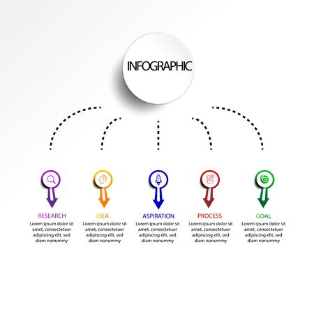 Abstract infographics number options template. Vector illustration. Can be used for workflow layout, diagram, business step options, banner, web design.のイラスト素材