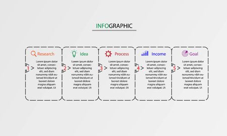 Modern infographics design template with circles and marketing icons.Business concept with 5 options, steps or process.Vector illustration.のイラスト素材