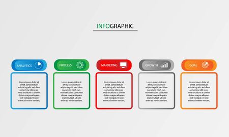 Timeline infographic vector design with 5 steps or processes for diagrams  graphs and business presentations.のイラスト素材