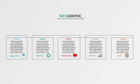 Timeline infographic vector design with 5 steps or processes for diagrams  graphs and business presentations.のイラスト素材