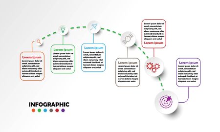 Timeline infographics design vector and marketing icons can be used for workflow layout  diagram  annual report  web design. Business concept with 6 options  steps or processes.のイラスト素材