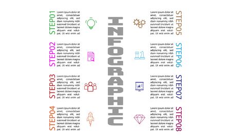 Business infographic labels template with options. Creative template for presentationのイラスト素材