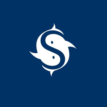 twin fish form the negative space letter sのイラスト素材