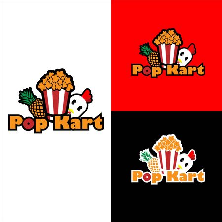 popcorn chicken logo vector illustrationのイラスト素材
